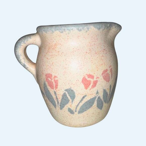 Vintage Beige Tulip Gravy Pitcher | Speckled Ceramic Creamer | Cottagecore - Picture 7 of 8